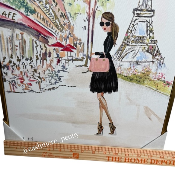 CKD Girl in Paris Eiffel Tower Cafe Printed Canvas Art - Picture 3 of 7